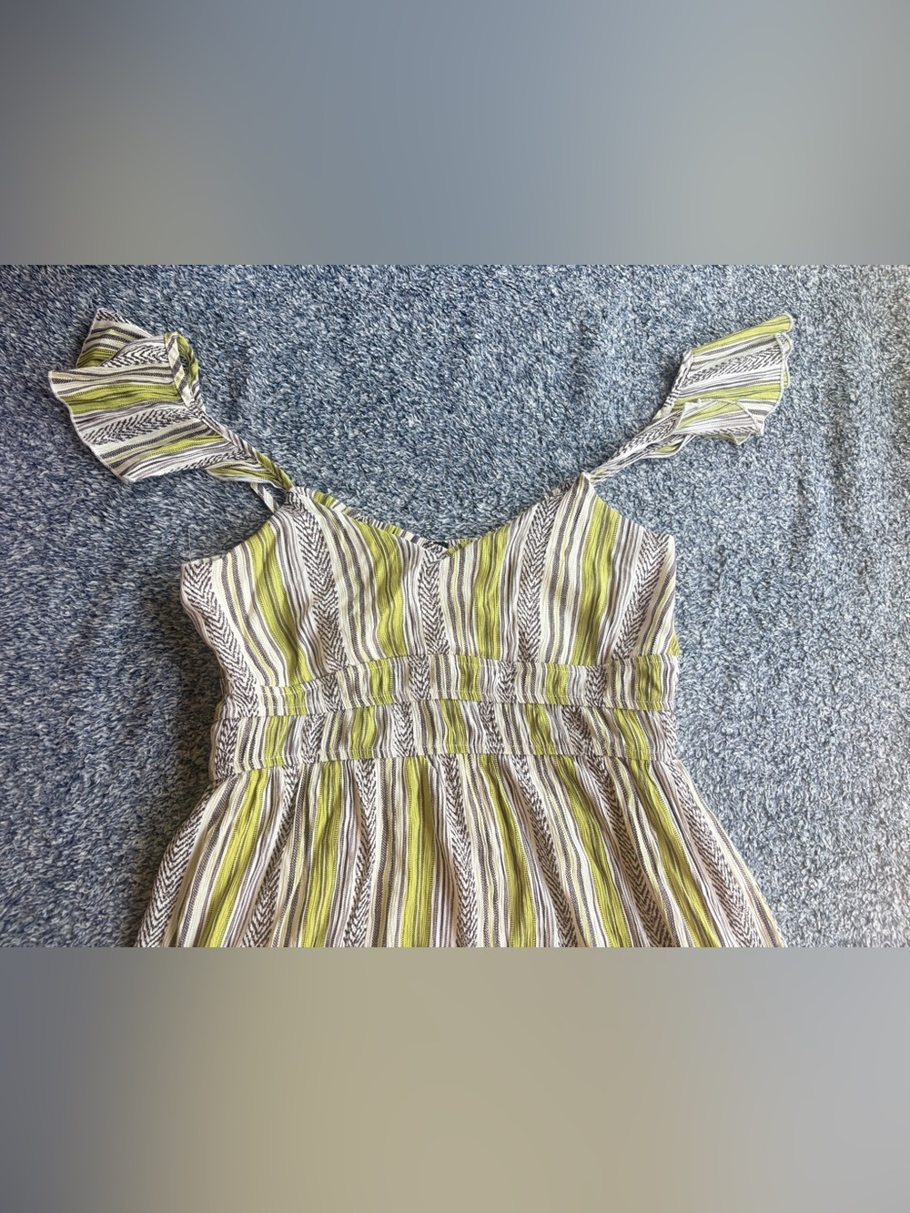 Max+Ash Striped Maxi Dress in Green and White with Ruffle Straps - Picture 11 of 12